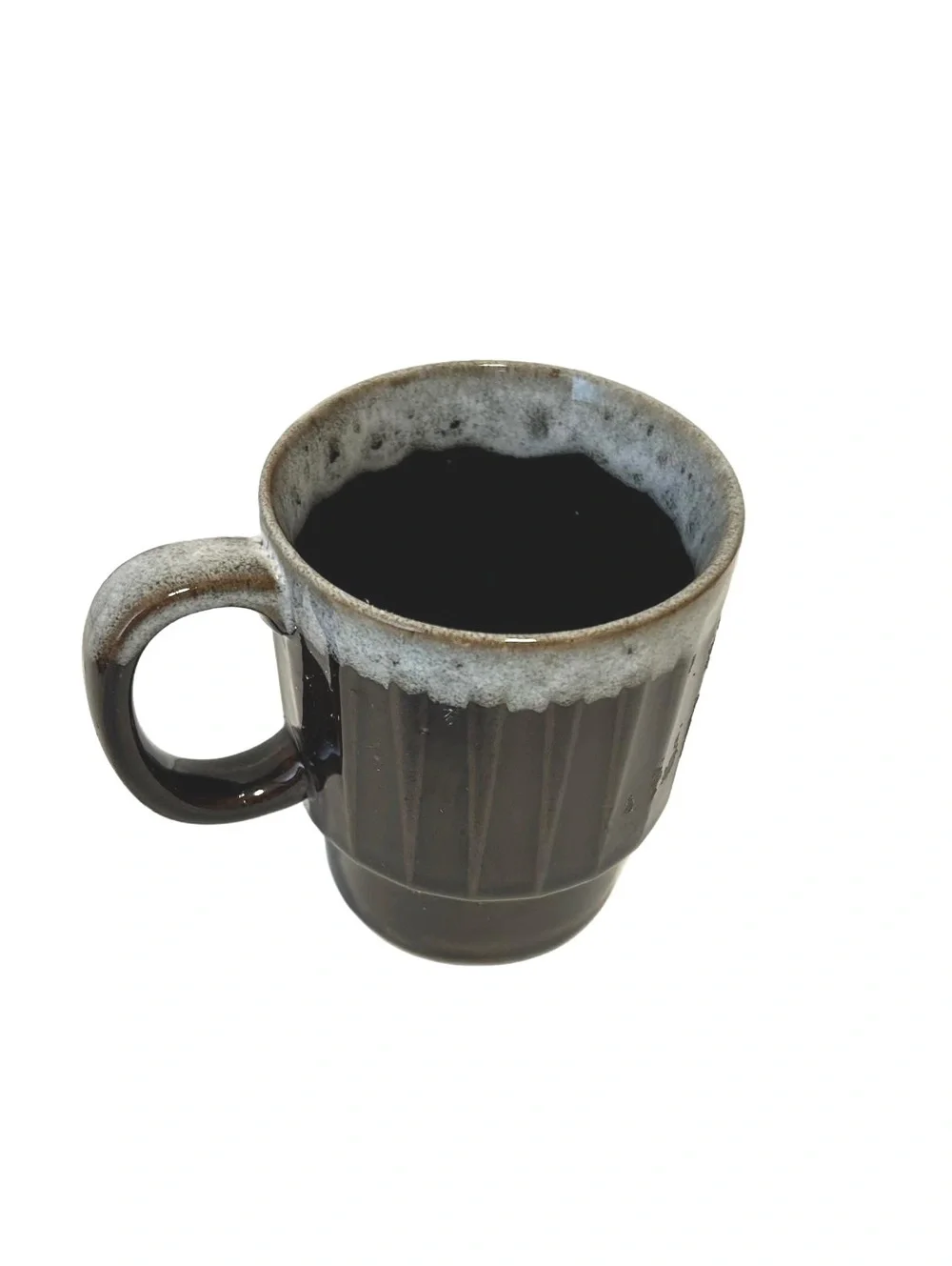 Vintage Japanese Brown Drip Glaze Coffee/Tea Pot, Coffee and Tea Mugs